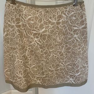 LL Bean cotton skirt, khaki & white